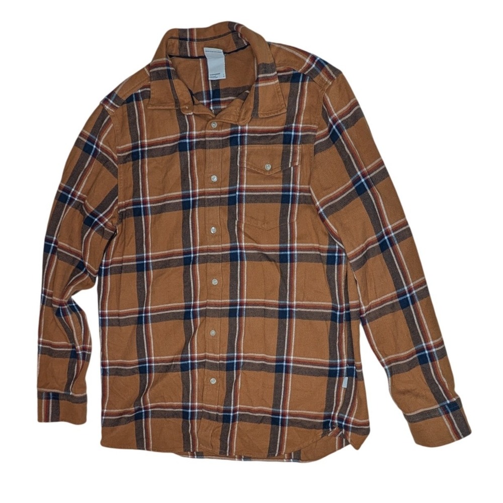 The North Face Button Down Mens L Brown Plaid Flannel Shirt Long Sleeve Cotton